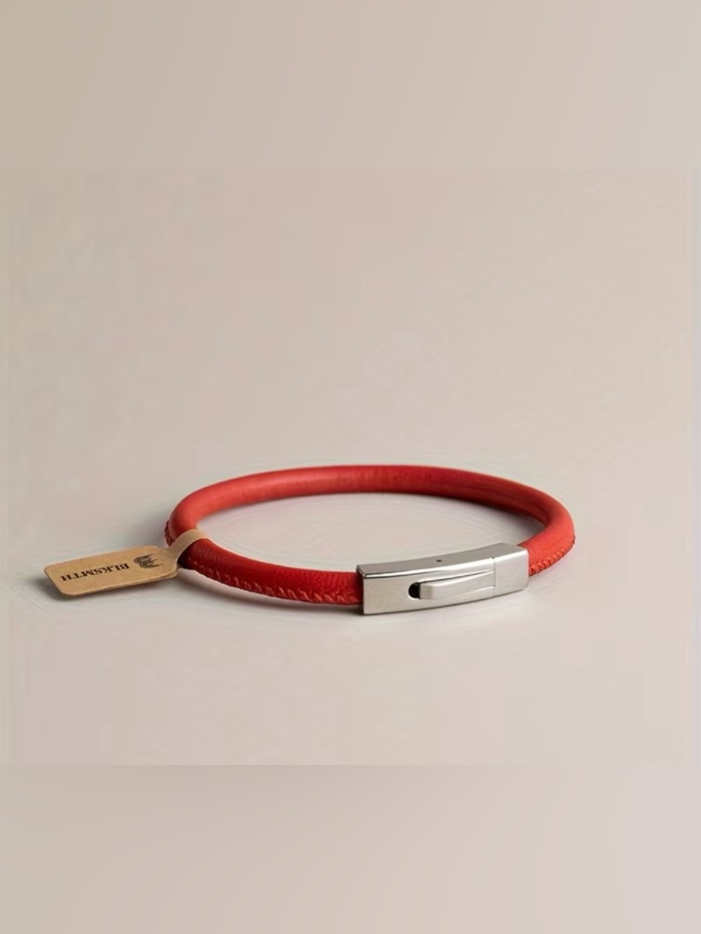BLKSMTH. Unisex. Red Leather Bracelet with Silver Clasp - Picture 6 of 7